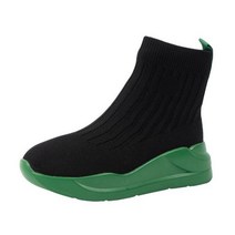 니트삭스부츠 Europe and the United States autumn winter round head knitted elastic short socks boots women