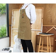 수납력 좋은 방수 오염방지 앞치마 전문가용 미술선생님 목공 도예용 X자형태 길이조절가능, 카키