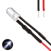발광다이오드 LED 라운드 와이어 9v 5파이 10개, (9V_5파이_와이어_라운드)흰색