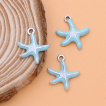 10pcs 에나멜 골드 불가사리 매력 펜던트 보석 만들기 팔찌 여성 귀걸이 목걸이 전화 매력 대량 항목 도매, 1-실버 블루