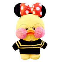 PKTOYS DIY 귀여운 오가닉 애착 오리 인형 봉제 갸우뚱 인형옷 크리스마스 여자 친구 선물, 러버덕 미키 스트라이프, 30센티
