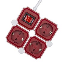 테트리스 디자인 고용량 멀티탭 3구 화이트+레드 1.5m, 1개