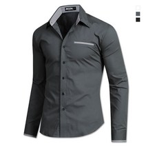 제이붐 남성용 하운드배색 면스판 긴팔 셔츠 ST47