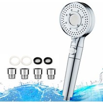 샤워 헤드 마이크로 나노 버블 절수 정수 지수 버튼 샤워 5 단계 모드 부속 어댑터 국제 기준 G1 2 설치, 한개옵션0