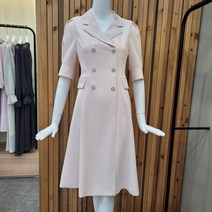 케네스레이디 로고 단추 V넥 카라 원피스