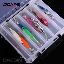 디캡스 캡스 에기10종+양면태클박스 문어에기세트 쭈꾸미 문어채비 루어/플라이훅, 크리스탈5개레이저5개+태클박스