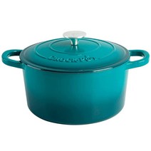 Crock-Pot Artisan 라운드 에나멜 주철 더치 오븐 47L(5쿼트) 블루, 5-Quart, Teal Ombre