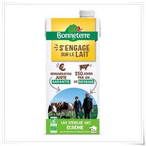 BONNETERRE Sterilized uht skimmed milk 보네테르 uht 탈지 멸균 우유 1L 4개