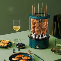 양꼬치기계가정용 꼬치구이기계 가정용양꼬치기계 전기 바베큐 그릴 꼬치 기계 바베큐 꼬치 오븐 자동 회전 무연 그릴 케밥 회전 기계, 푸른