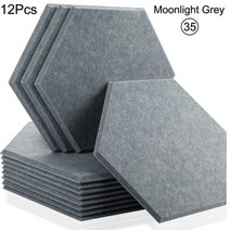 12 Pcs 도어 씰 스트립 사운드 흡수 패널 어쿠스틱 벽 Absorcion 홈 룸 녹음 스튜디오 절연체 그라스울130450, Large Hexagon, 35--Moonlight Grey, 1.2cm Super Density