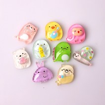 데코앤팁스 깜찍투명캐릭파츠9개입 핸드폰케이스만들기재료 그립톡DIY 데코덴파츠 폰케이스꾸미기 나만의케이스 실내화파츠 데코덴