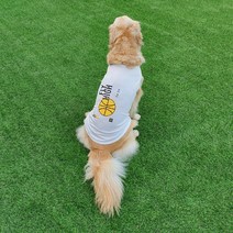 [퍼피니스](4XL 5XL) 중 대형견용 농구공무늬 냉감 슬리브리스 티셔츠
