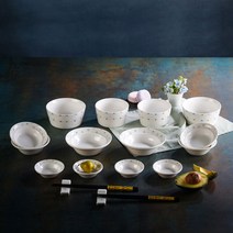 밀양도자기 홈세트 18pcs 패턴디자인 도자기세트 2인