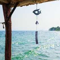 차임 풍경 철 바람 종 걸이식 벨 물고기 피규어 펜던트 실내 홈 데코레이션, [02] 파란