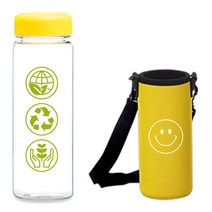 PET 에코보틀500ml + 스마일 크로스파우치세트 기념품 답례품 어린이날개업집들이운동회학교선물, 노랑세트