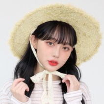 팸드님 옥수수 캉캉 리본끈 밀짚모자