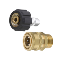 압력 워셔 어댑터 세트 퀵 커넥트 키트 미터법 M22 14mm ~ 3/8 인치 암 스위블 수 피팅 5000Psi, 한개옵션0