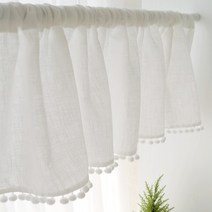 방울 폼폼 바란스 커튼 주방 부엌창 도어 창문가리개