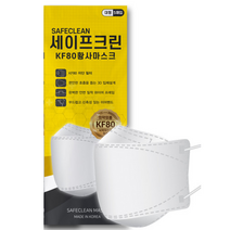 세이프크린 KF80 황사 미세먼지 마스크 대형 100매, 화이트, 2개