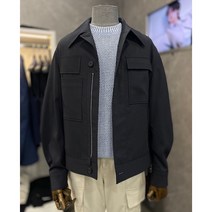 리버클래시 24S/S 네이비 언밸런스 포켓 오버핏 홑겹 점퍼 (LKS22316)