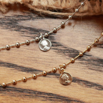 MOOLDN 볼 뱀줄체인 미니 코인 양면 도금 목걸이