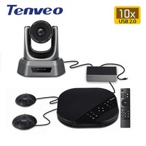 Tenveo-USB PTZ 회의 카메라 10X 광학 줌 올인원 비디오 및 오디오 컨퍼런스룸 시스템 확장 마이크 포함, 없음