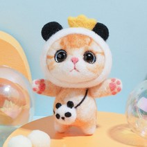 미니플 DIY 고양이 양모 펠트 공예 인형 만들기, 04.팬더냥이