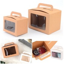 투명필름 손잡이 선물케이스 소 화이트 예쁜포장박스 손잡이형선물백, 소 브라운