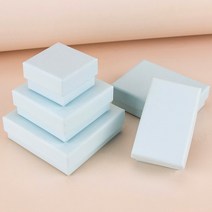 보석 선물 상자 패키지 카톤 사각형 스폰지 줄 지어 검은 암소 가죽 흰색 판지, 02 10pcs, 02 Light blue