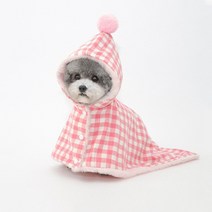 리치독스 강아지망토 겨울옷 고양이 담요 방울망토, 핑크