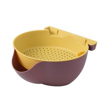 과일초음파세척기 야채 세척기 가정용 과일 접시 이중 물빠짐 바구니 주방 싱크대 플라스틱, 03 보라