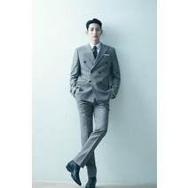 파렌하이트 22F/W 베이지 멜란지 캐시미어 블렌디드 스트라이프 더블 정장 세트 FFJAX2375