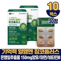 [담다] 기억력 혈행 징코 플러스 30정 진코 빌로바 GINKGO 은행잎추출물 7중 복합 기능성 건강기능식품 남성 여성, 10개