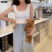DFMEI 레이스 소녀 패치 니트 나시