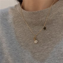 케빈 스테인리스강 티타늄 강철 목걸이 흰 조개 곰돌이 목걸이 ins 망홍 디자인 감각 쇄골 체인 스웨터 체인 커플