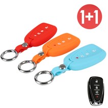 바이어블 1+1 쉐보레 4버튼 올뉴말리부 올뉴크루즈 더넥스트스파크 스마트 키 실리콘 케이스, 블랙+블랙