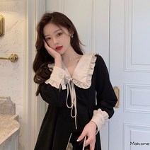 Makone a라인 루즈 페미닌 플리츠 원피스