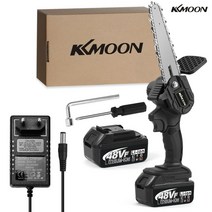 KKmoon 미니 무선 소형 전기톱 체인톱 충전식 6인치 세트, 48V/2개 배터리