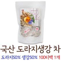 국산 도라지차 티백 생강차 생강도라지차 우리차 티 전통차, 1개, 100티백