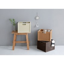 감성 라탄 바스켓 6L 네트망 수납 정리 팬트리 책장 바구니 수건보관함 이케아 다이소, 다크브라운