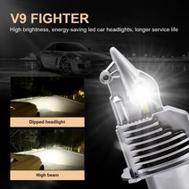 자동차 조명 EURS 2pcs Fighter H4 LED 헤드 라이트 6000K 4300K 3000K Hi/Lo 빔 램프 전투기 모양 바이크 오토바이 전구 12V 24V, [03] 6000 천개 차가운 흰색, [01] 7600lm, [01] H4/9003/HB2 안녕하세요/소호