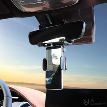 [JS AUTOMOTIVE] 맥스크루즈 올뉴투싼TL i30 i40 시야가림없는 자동차 룸미러 핸드폰 거치대 차량용 각도조절 집게 홀더 액세서리 용품, 블랙