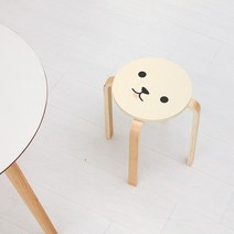 마켓비 OLIVER 원형스툴 원목 낮은 보조의자 스텝스툴, 아이보리/퍼피 3469.9770