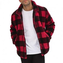 남성 후리스 기모 양털 플리스 자켓 터틀넥 지퍼 클로저 양면 벨벳 격자 무늬 프린트 포켓 코트 겉옷 2021