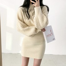 [유니즈] 꽈배기 목폴라 보카시 니트 원피스+ 레모나 산1P