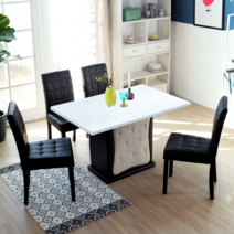 베스트리빙 갤럭시 에코 화강암 대리석 4인용 식탁 테이블세트/의자4개 8color, 화이트마블대리석/초코의자4개