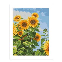 기쯔 DIY 페인팅 그림 명화 유화 그리기 세트 40 x 50cm 꽃 튤립 바다 풍경, 106-해바라기