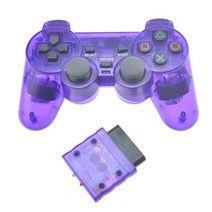 조이스틱 게임 컨트롤러 게임패드 Sony ps2 무선 용 투명 컬러 2 4ghz 플레이 스테이션 2용 진동 controle, 자주색