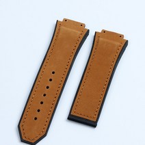 스트랩 호환 Hublot 킹 시계 밴드 액세서리 용 29x19mm 실리콘 가죽 남성용 팔찌 도구, 갈색, 29x19mm 버클 없음
