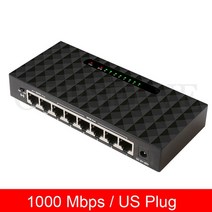 스위칭허브 랜선 네트워크 허브 1000100mbps 고속 이더넷 rj45 스위처 8 포트 데스크탑 노트북 라우터 스위치 이더넷 스위처 led 라이트 듀플렉스 스플리터, 1000mbps 미국 플러그